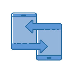 Professional file transfer sharing illustration between smartphone 