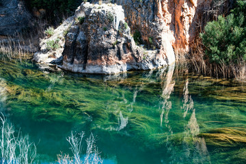 Algas del río Cabriel arrastradas por la corriente ocasionada por las recientes lluviasod due to heavy rains