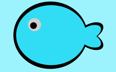 Blue cute fish icon isolated