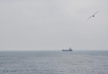 a fuel ship going away