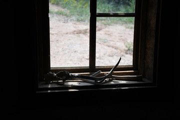 cabin window in New Mexico