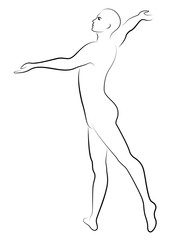 Silhouette of a slim guy, male ballet dancer. The dancer has a beautiful slim figure, a strong body. Vector illustration