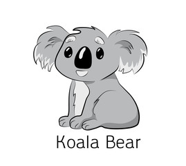 Koala cute bear in vector. Illustration kid, an Australian animal, sitting.