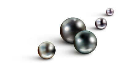 Tahitian pearls on white background