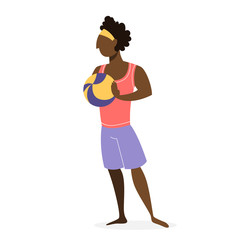 Man in a summer clothes standing and holding ball