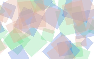 Multicolored translucent squares on white background. 3D illustration