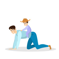 Dad playing with a son. Father and kid