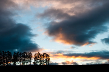 夕焼け空　美瑛町
