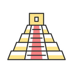 Mexican pyramid color icon