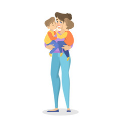 Beautiful mother holding little baby and smiling