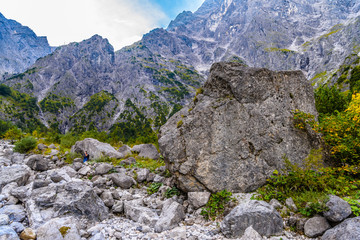 Boulder stones in Koenigssee, Konigsee, Berchtesgaden National Park, Bavaria, Germany