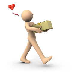 商品を受け取り、運ぶキャラクター