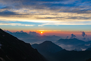 白馬　五竜岳　夕焼け