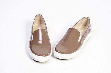 Red high heel women shoes isolated on white background