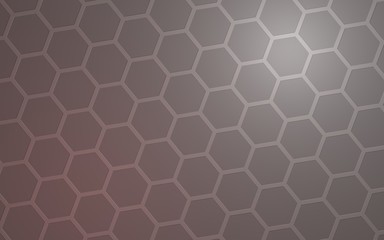 Honeycomb with color lighting, on a gray background. Perspective view on polygon look like honeycomb. Isometric geometry. 3D illustration
