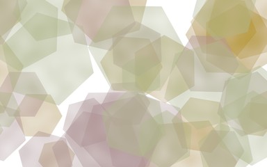 Multicolored translucent hexagons on white background. Yellow tones. 3D illustration