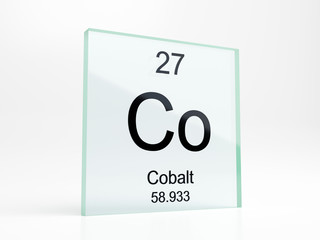 Cobalt element symbol from periodic table on glass icon - realistic 3D render