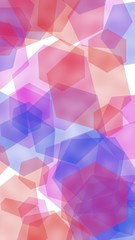 Multicolored translucent hexagons on white background. Vertical image orientation. 3D illustration