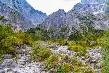 Boulder stones in Koenigssee, Konigsee, Berchtesgaden National Park, Bavaria, Germany