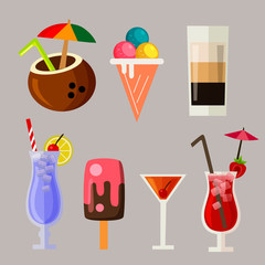 summer drink icon element set
