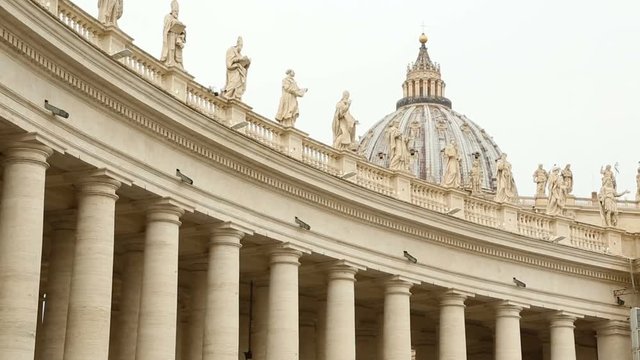 Famous colonnade of St. Peter's Basilica in Vatic