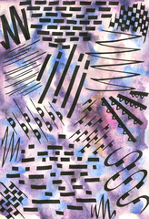 Watercolor abstract composition. Hand painted decorative spots. Texture bar. Brush strokes. Brush and paint stains. Watercolor wallpaper. Abstract pattern.