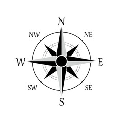 Illustration of a compass rose vector icon, eps 10 - Vector