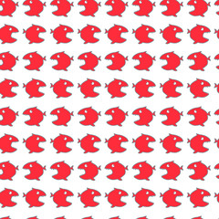Vector seamless pattern with abstract coral fishes on an isolated white background.