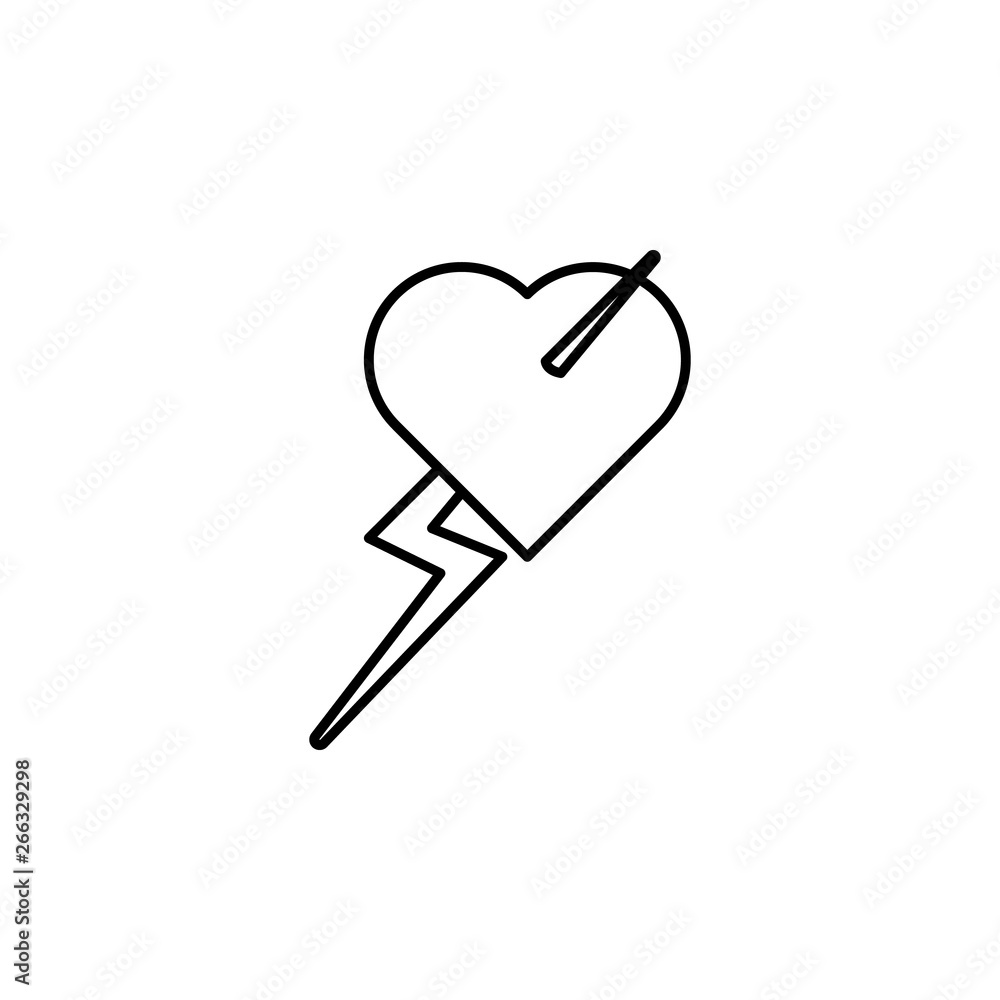 Poster rock, lightning, heart icon. element of rock and roll icon. thin line icon for website design and de