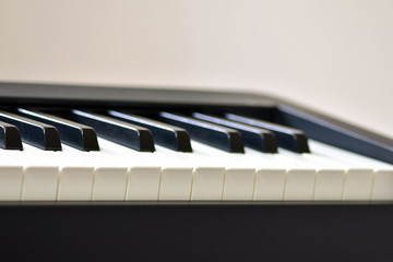 Keys of a digital piano, soft focusing, creative mood of a person improvisation and creativity....