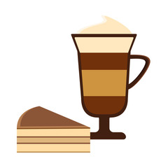 Vector flat icons with coffee and pastries on an isolated white background.