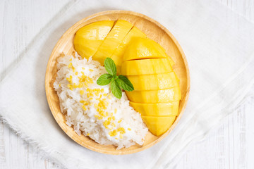 mango and sticky rice, traditional Thai dessert