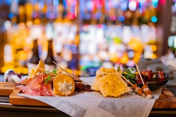 Close up shot of combination set of appetizers