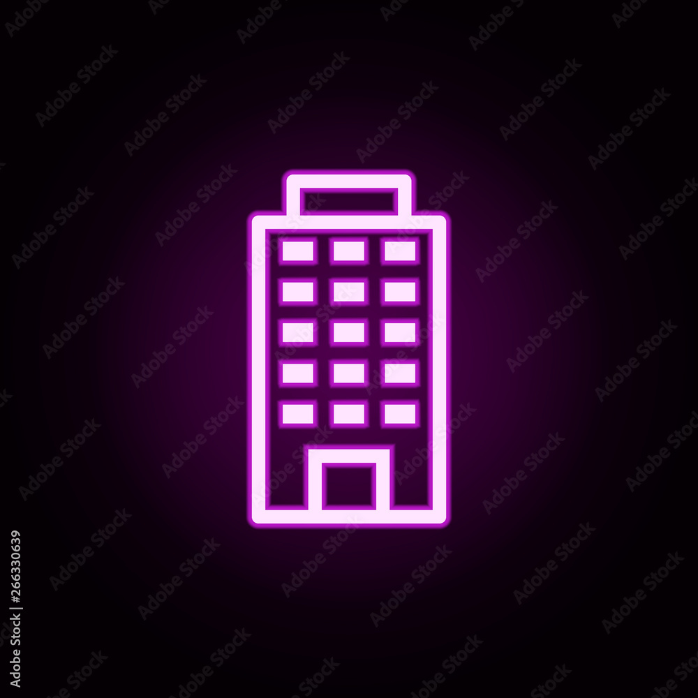 Poster building office neon icon. elements of building set. simple icon for websites, web design, mobile ap