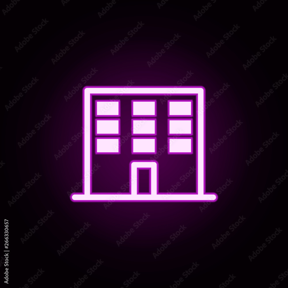 Poster building office neon icon. elements of building set. simple icon for websites, web design, mobile ap