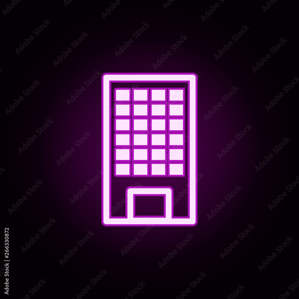 Poster building hostel neon icon. elements of building set. simple icon for websites, web design, mobile ap