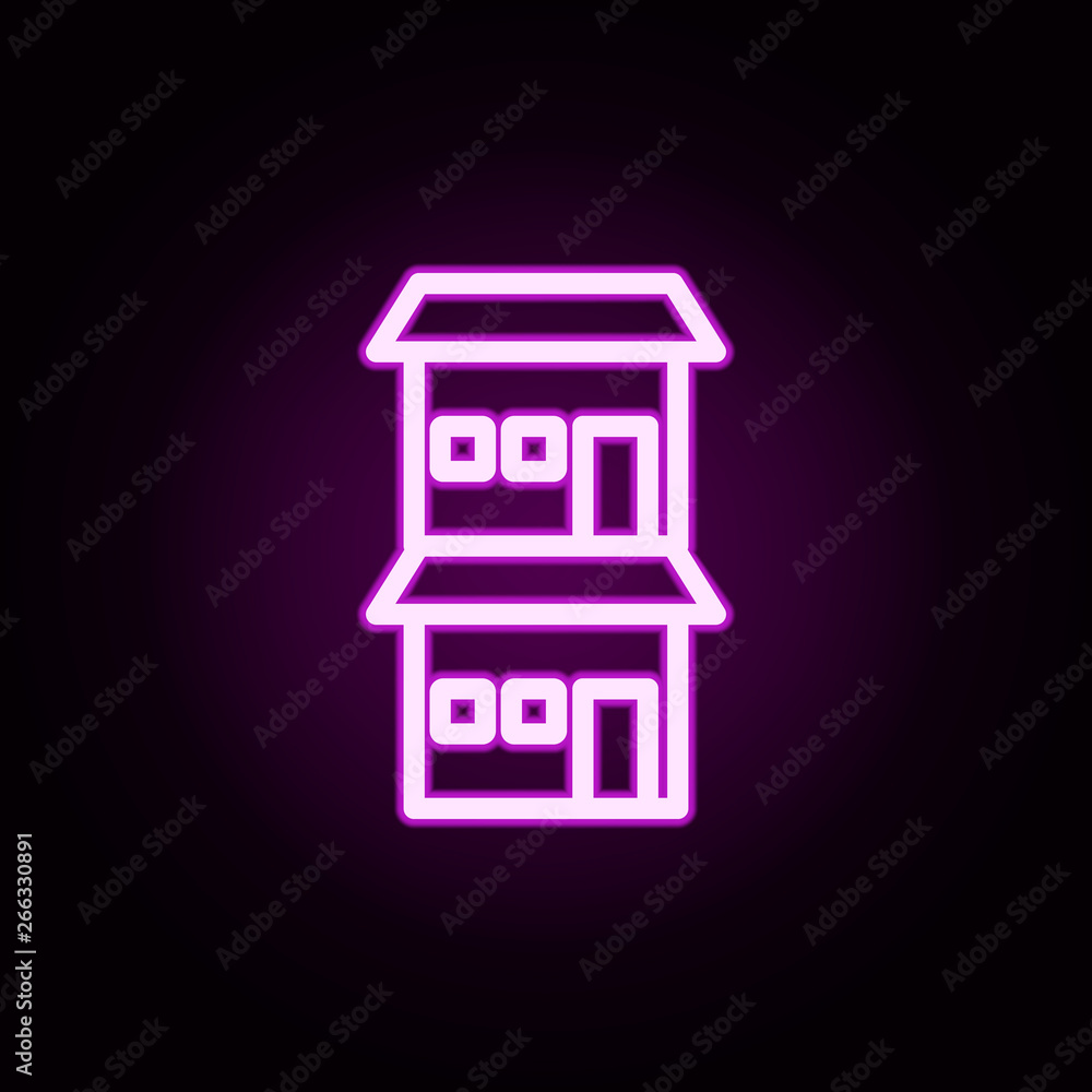 Poster building house neon icon. elements of building set. simple icon for websites, web design, mobile app