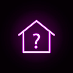 real estate information question neon icon. Elements of building set. Simple icon for websites, web design, mobile app, info graphics