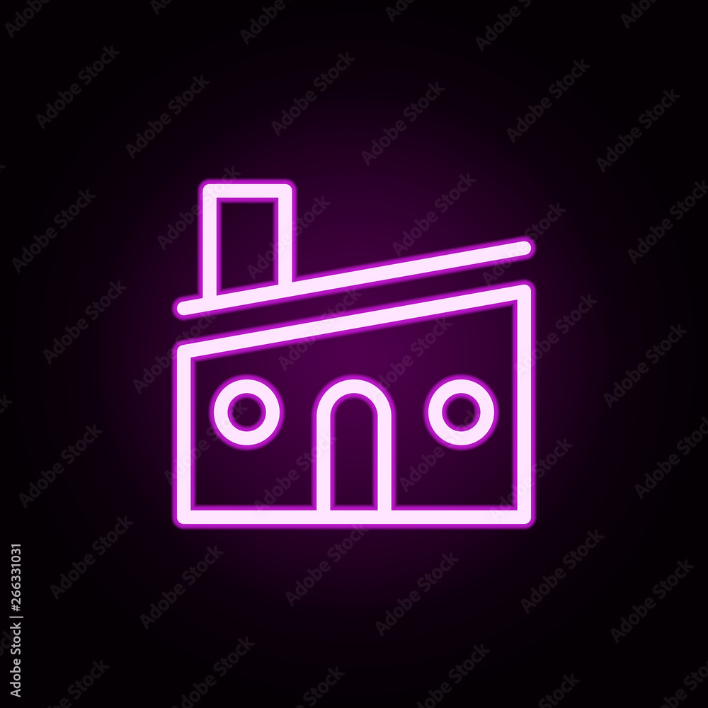 Poster building factory neon icon. elements of building set. simple icon for websites, web design, mobile a