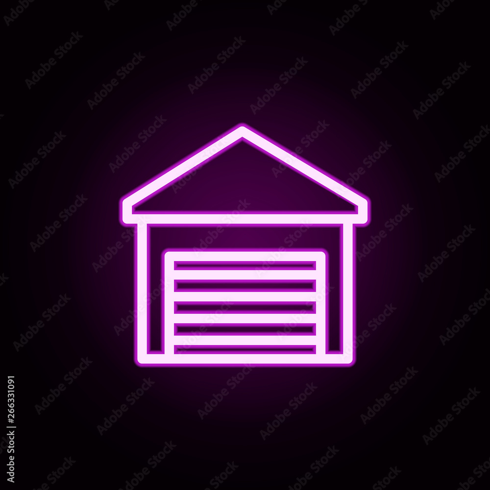 Poster building garage neon icon. elements of building set. simple icon for websites, web design, mobile ap