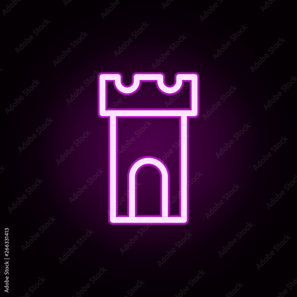 Poster building tower neon icon. elements of building set. simple icon for websites, web design, mobile app