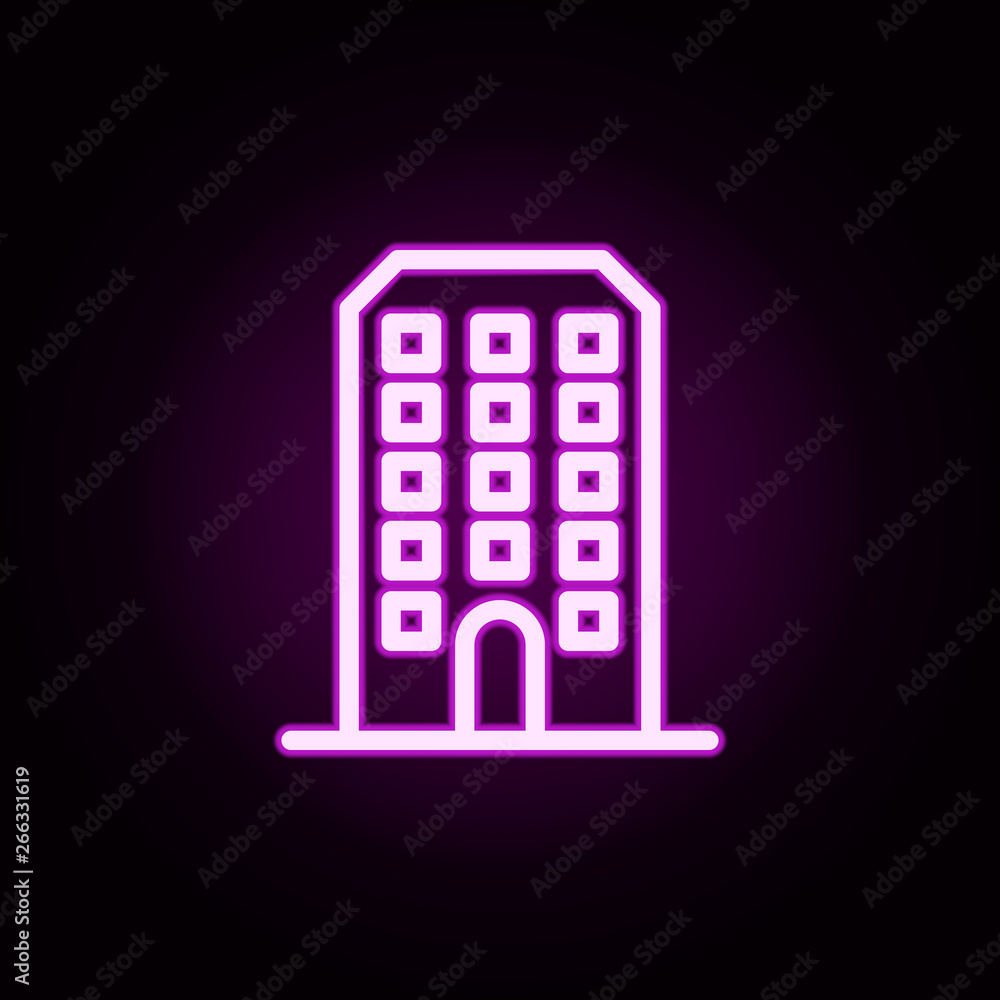 Poster building bussines centre neon icon. elements of building set. simple icon for websites, web design, 