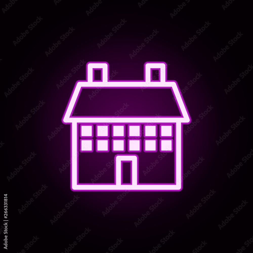 Poster building school neon icon. elements of building set. simple icon for websites, web design, mobile ap