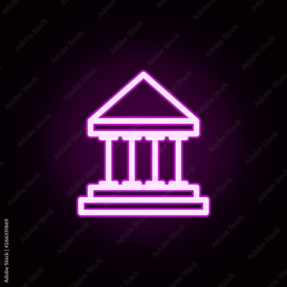 Poster building bank neon icon. elements of building set. simple icon for websites, web design, mobile app,