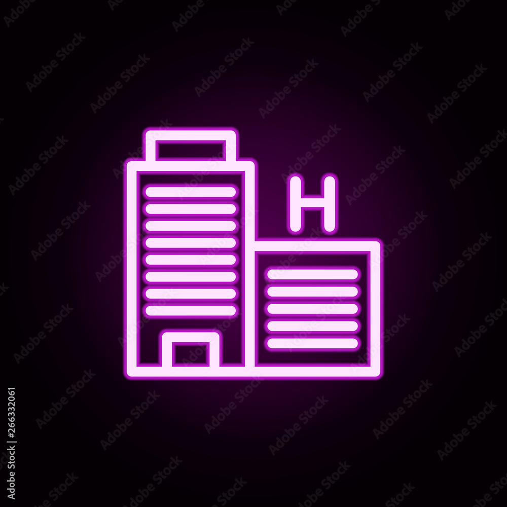 Poster building hospital neon icon. elements of building set. simple icon for websites, web design, mobile 