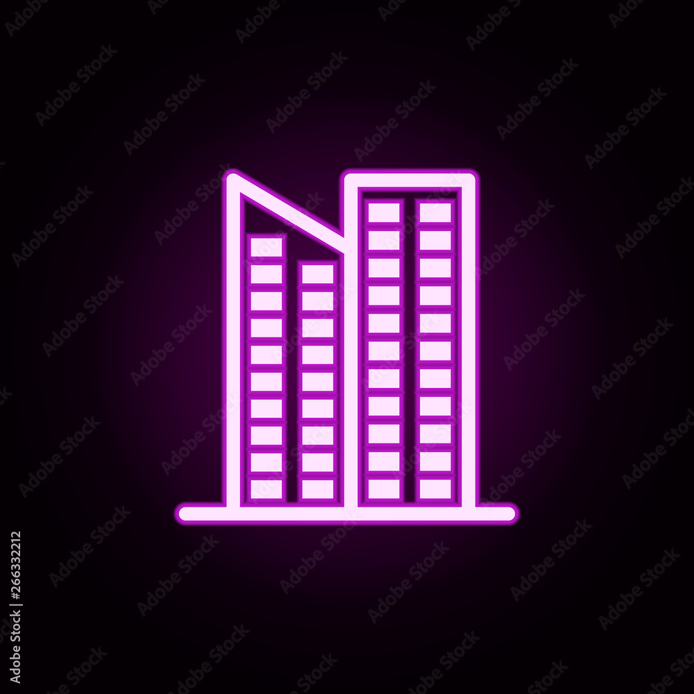 Poster building residential complex neon icon. elements of building set. simple icon for websites, web desi