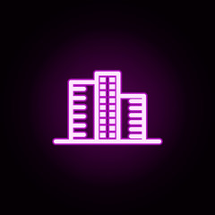 building residential complex neon icon. Elements of building set. Simple icon for websites, web design, mobile app, info graphics