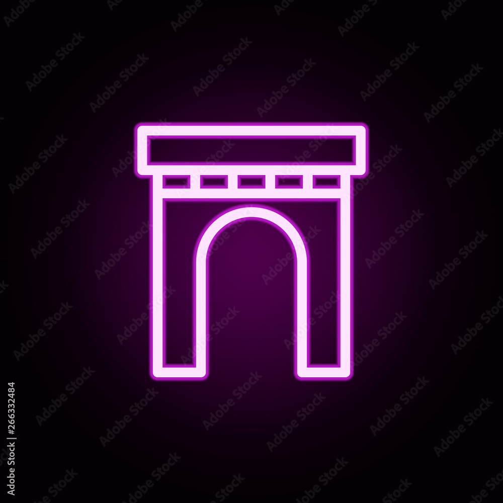Poster building arch neon icon. elements of building set. simple icon for websites, web design, mobile app,