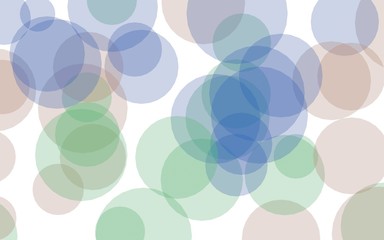 Multicolored translucent circles on a white background. Green tones. 3D illustration