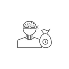 Avatar, criminal, Bag icon. Element of police icon. Premium quality graphic design icon. Signs and symbols collection icon for websites, web design, mobile app